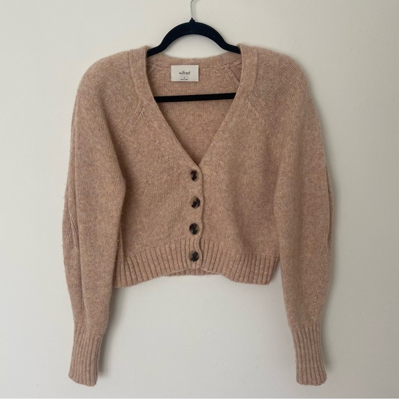 Aritzia Cream Button-Front V-Neck Cardigan Sweater - Picture 4 of 11